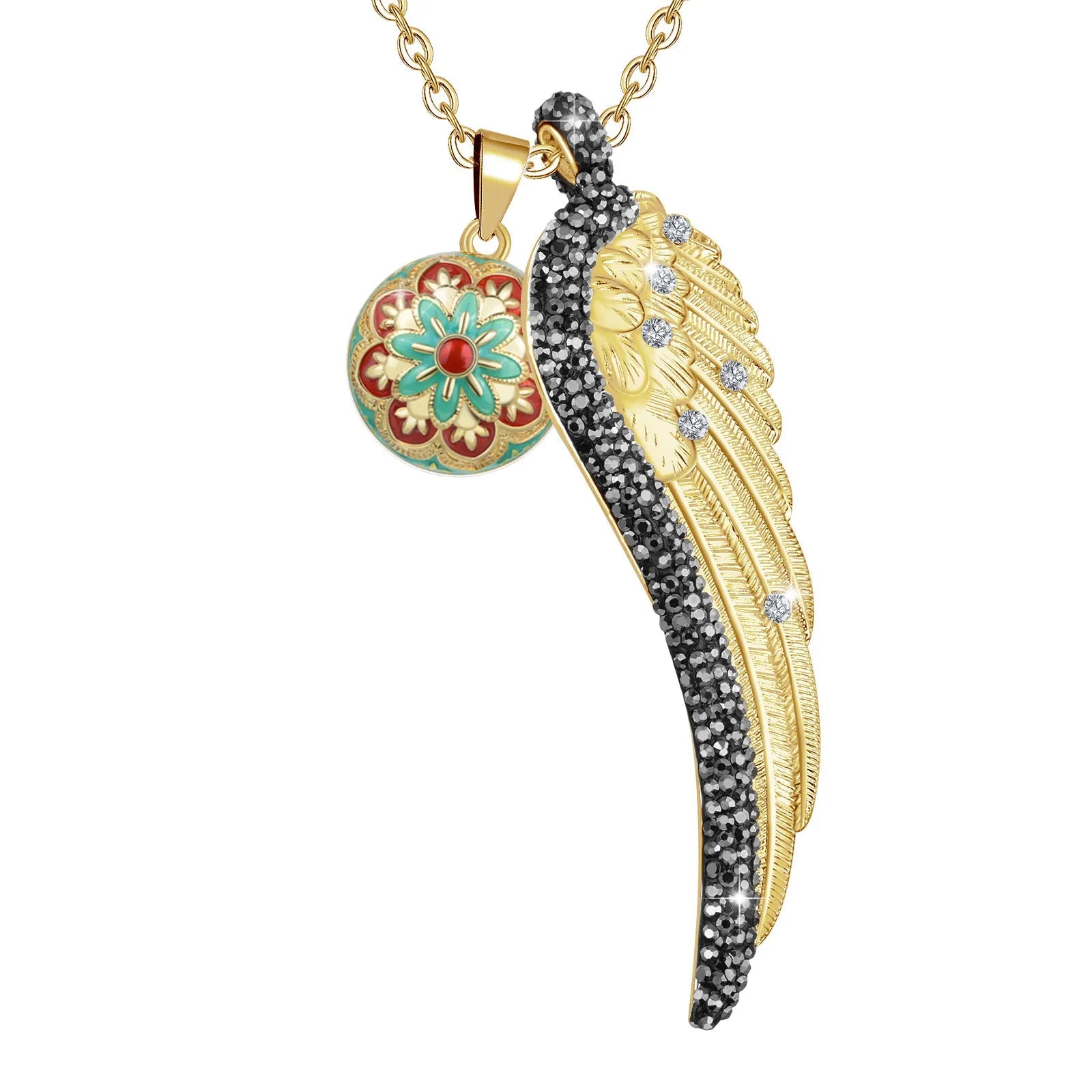 Bola-de-Grossesse-Eudora Angel Caller Harmony bola ball Pendant Necklace Pregnancy Jewelry Copper Metal 20 mm Chime Bola With Crystal Angel Wing-BolaMom 🤰