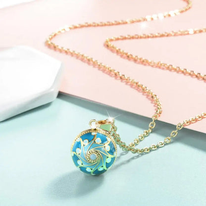 Bola-de-Grossesse-Eudora Original Enamel Craft Sky Blue Bell Ball Pendant Harmony Ball Necklace Universe & stars design Mexican Bola Ball Jewelry-BolaMom 🤰