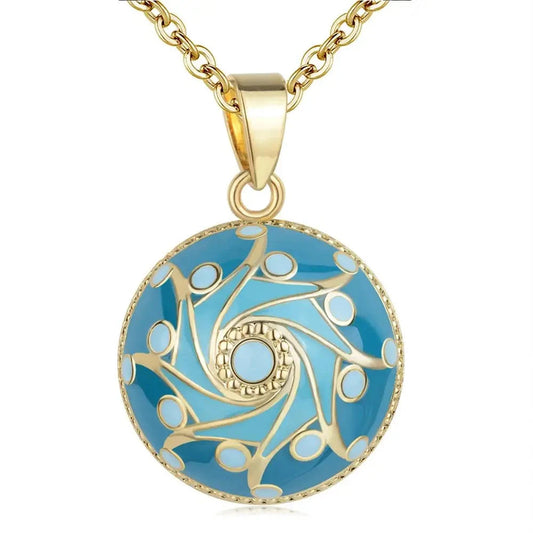 Bola-de-Grossesse-Eudora Original Enamel Craft Sky Blue Bell Ball Pendant Harmony Ball Necklace Universe & stars design Mexican Bola Ball Jewelry-BolaMom 🤰