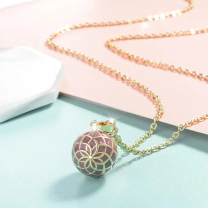 Bola-de-Grossesse-Eudora gorgeous Flower Enamel Craft Red Harmony Ball Pendant Mexican Bell Harmony Bola Ball Pendant Necklace for Pregnancy Women-BolaMom 🤰