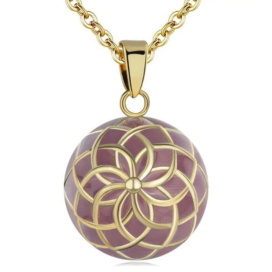 Bola-de-Grossesse-Eudora gorgeous Flower Enamel Craft Red Harmony Ball Pendant Mexican Bell Harmony Bola Ball Pendant Necklace for Pregnancy Women-BolaMom 🤰