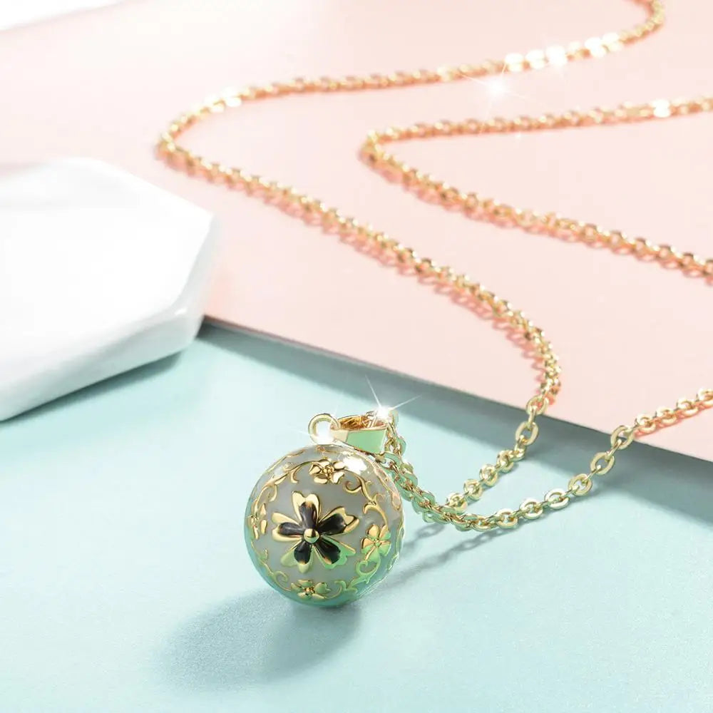 Bola-de-Grossesse-Eudora Harmony Gold Color Flower Ball Necklace Chime ball Maternal Bell bola bell appease fetal prenatal bells pregnant women-BolaMom 🤰