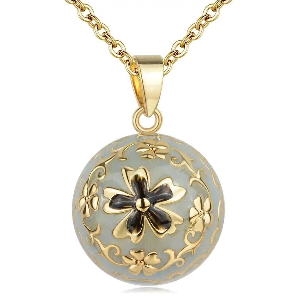 Bola-de-Grossesse-Eudora Harmony Gold Color Flower Ball Necklace Chime ball Maternal Bell bola bell appease fetal prenatal bells pregnant women-BolaMom 🤰