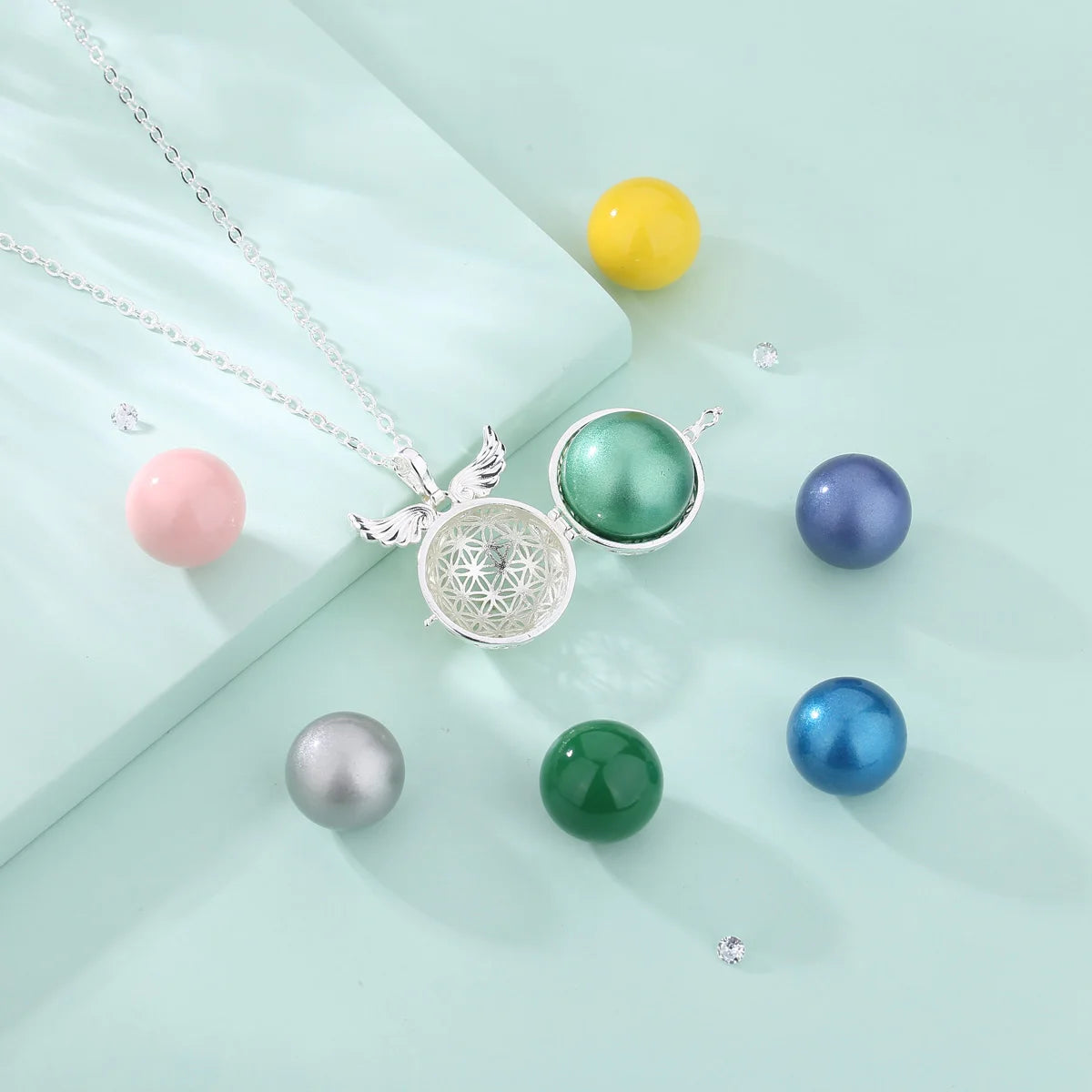 Bola-de-Grossesse-Eudora 20mm Harmony Ball Wing Tree of Flower Pendant Pregnancy Bola Angel Caller Baby Wishing Chime Ball Necklace Women Jewelry-BolaMom 🤰