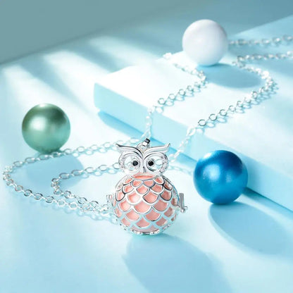 Bola-de-Grossesse-Eudora Pregnancy Jewelry Shiny Crystal Owl Animal Locket Cage Pendant fit 20mm Colorful Mexican Ball Harmony Bola Ball Pendant-BolaMom 🤰