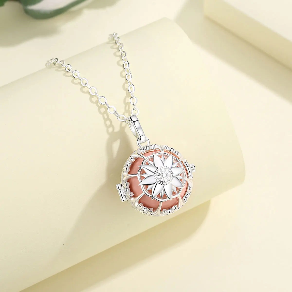 Bola-de-Grossesse-Eudora Harmony Ball 20mm Sunflower Pendant Necklace Flower Cage Long Chain Personality Fashion Jewelry Women Gifts-BolaMom 🤰