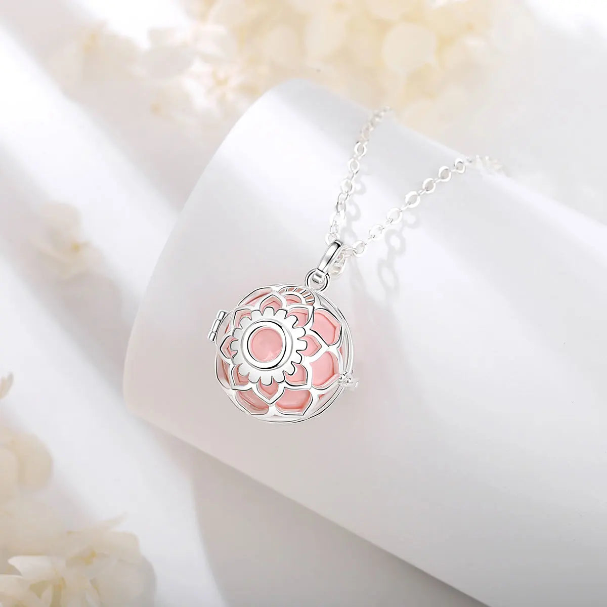 Bola-de-Grossesse-Eudora Harmony Ball 20mm Flower Cage Necklace Pregnancy Bola Angel Caller Pendant Exquisite DIY Jewelry Birthday Gift for Women-BolaMom 🤰