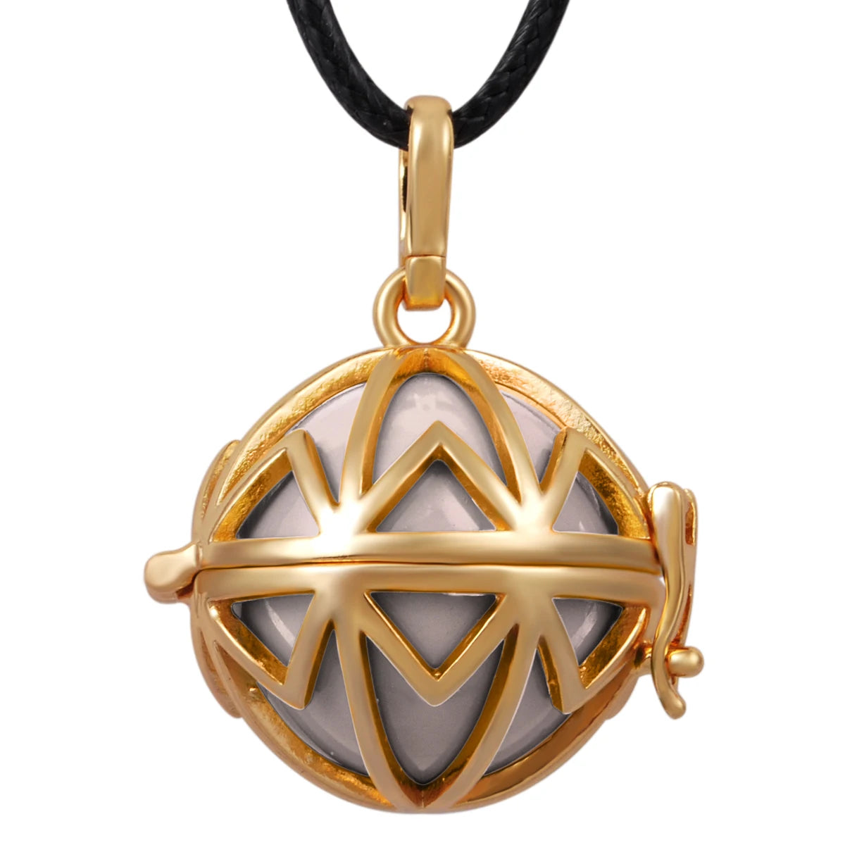 Bola-de-Grossesse-Eudora Round Harmony Bola Ball Pendant with wax Lether Rop Gold Color Cage Locket Necklace for Pregnant Women birthday gift H191-BolaMom 🤰