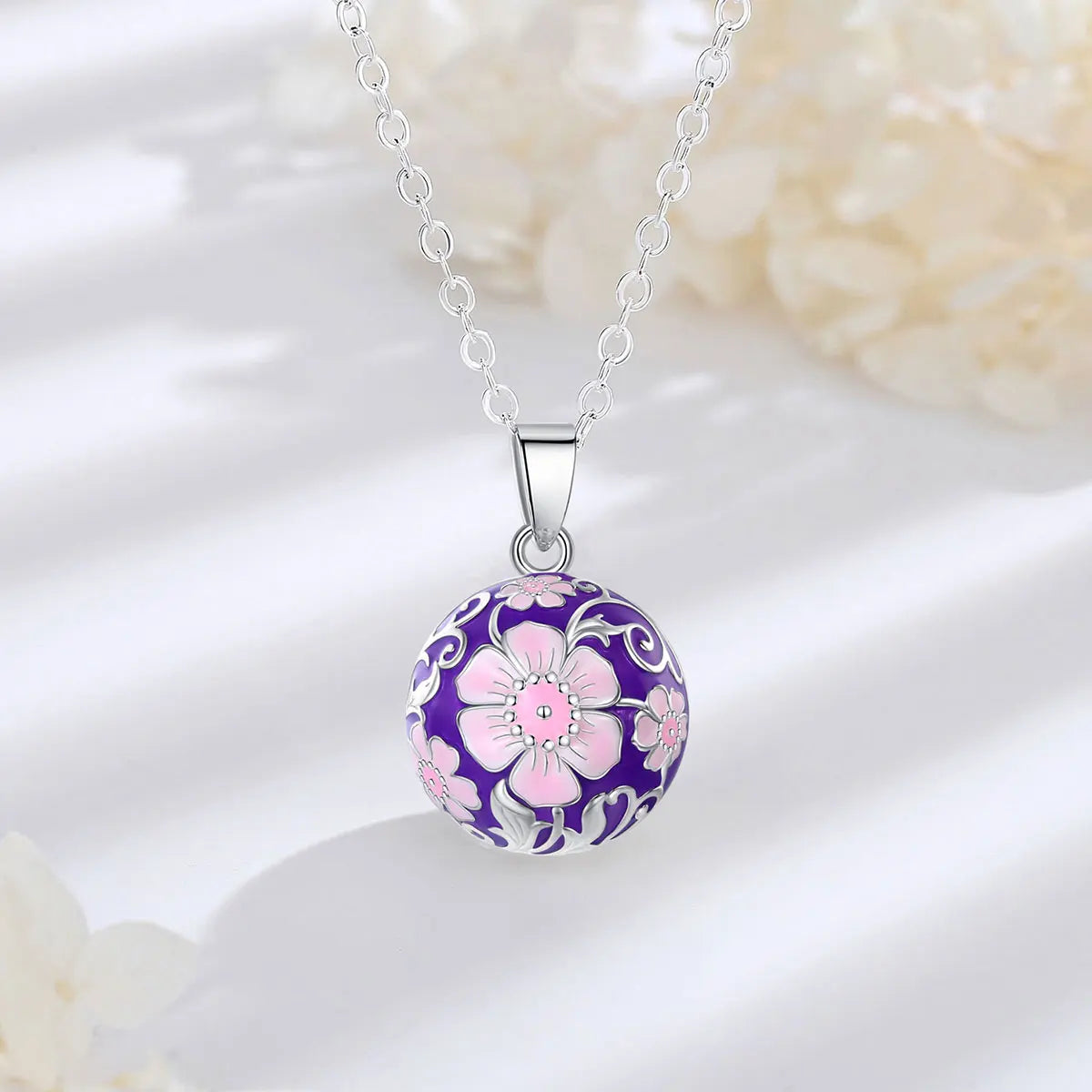 Bola-de-Grossesse-Eudora Harmony Ball 20mm Pink Flower Pendant Necklace Pregnancy Chime Angel Caller Bola Beautiful Women's Jewelry Gift-BolaMom 🤰