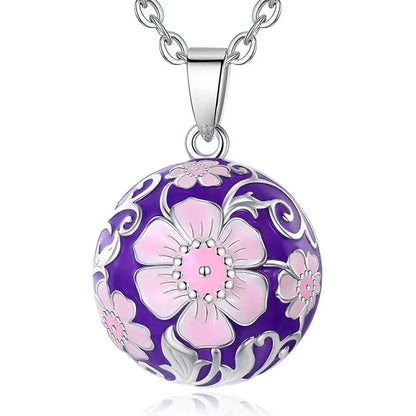 Bola-de-Grossesse-Eudora Harmony Ball 20mm Pink Flower Pendant Necklace Pregnancy Chime Angel Caller Bola Beautiful Women's Jewelry Gift-BolaMom 🤰