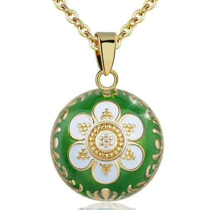 Bola-de-Grossesse-Eudora Original Enamel Craft Holy Flower pregnancy necklace Pendant Harmony Bola Ball Necklace Angel Caller Mexican Chime Balls-BolaMom 🤰