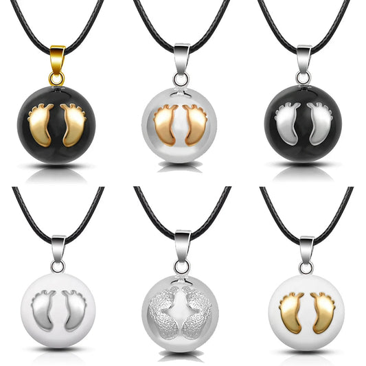 Bola-de-Grossesse-Eudora Baby Angel Caller Cute Footprint Pregnancy Ball Pendant Chime Sound Harmony Bola Mexico Ball Pendant Necklace For Women-BolaMom 🤰