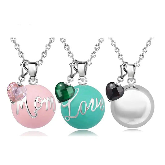 Bola-de-Grossesse-Eudora New Pink/ green/silver color Harmony bola ball Pendant Necklace with heart Crystal charm Pregnancy Ball choker Jewelry-BolaMom 🤰